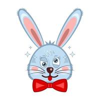 Hasenkopf Kaninchengesicht fassungslos Cartoon isoliert weißer Hintergrund vektor