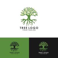 mobileroot der baumlogoillustration. Vektor-Silhouette eines Baumes, abstraktes lebendiges Baum-Logo-Design, Wurzelvektor - Baum des Lebens-Logo-Design-Inspiration isoliert auf weißem Hintergrund. vektor
