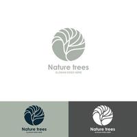 tropisches Pflanzenlogo. kreisblumenemblem im linearen n-kreisstil. Vektor abstraktes Abzeichen für Naturproduktdesign, Floristen, Kosmetik, Ökologiekonzept, Wellness, Spa, Yogazentrum.