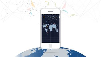 Smartphone-Bildschirm mit Hintergrund der globalen Netzwerkverbindung. vektor