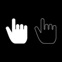 Hand Punkt auswählen deklarieren Zeigefinger Zeigefinger für Klick-Konzept drücken wählen Icon-Set weiße Farbe Abbildung flacher Stil einfaches Bild vektor