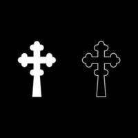 Kreuz-Kleeblatt-Kleeblatt auf Kirchenkuppel Domical mit geschnittenem Kreuz-Monogramm religiöses Kreuz-Symbol Set weiße Farbe Vektor-Illustration flaches Bild vektor