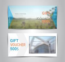 Geschenkgutscheine und Gutscheine, Rabatt-Gutschein oder Banner-Web-Vorlage mit unscharfen Hintergrund. vektor