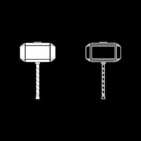 Thors Hammer mjolnir Icon Set Farbe weiß Abbildung: Flat Style simple Image vektor
