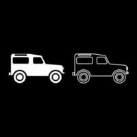 Off-Road-Fahrzeug-Icon-Set Farbe weiß Abbildung Flat Style simple Image vektor