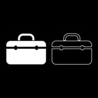 Tool Box Professional Icon Set Farbe weiß Abbildung Flat Style simple Image vektor