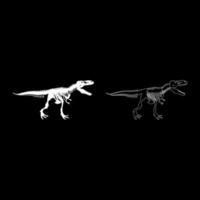 dinosaurie skelett t rex ikonuppsättning vit färg illustration platt stil enkel bild vektor