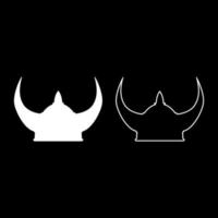 Wikinger-Helm-Icon-Set Farbe weiß Illustration Flat Style simple Image vektor