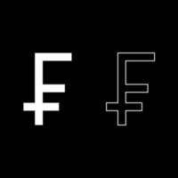 franc symbol ikonuppsättning vit färg illustration platt stil enkel bild vektor