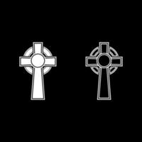 Keltisches Kreuz Icon Set Farbe weiß Abbildung Flat Style simple Image