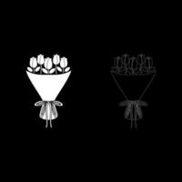 Blumenstrauß Blumenstrauß vorhanden Konzept Rosenstrauß Blume Symbol Umriss Set weiße Farbe Vektor-illustration Flat Style Image vektor