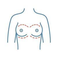 färgikon för bröstförstoring. korrigerande kvinna bröstoperation. mammoplastik. Plastikkirurgi. isolerade vektor illustration