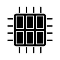 Sechs-Kern-Prozessor-Glyphen-Symbol. Hexa-Mikroprozessor. Mikrochip, Chipsatz. Zentralprozessor. Computer, Telefon Multi-Core-Prozessor. Integrierter Schaltkreis. Silhouettensymbol. negativer Raum. vektor isolierte illustration