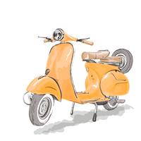 Vespa-Roller-Vektor mit Aquarellart. vektor