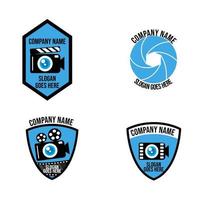 blaues Kameraverschluss- und Klöppelsymbol, geeignet für Multimedia-Logo