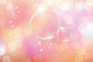 Bubbles tvål på rosa bakgrund. vektor