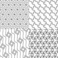Vektor geometriska sömlösa mönster uppsättning, svart och vit konsistens.