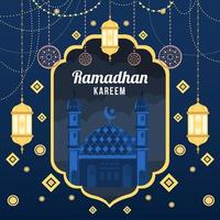 ramadhan kareem dekoration mit laternen und moscheekonzept vektor