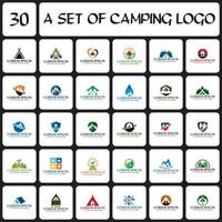 eine Reihe von Camping-Logos, eine Reihe von Abenteuer-Logos vektor