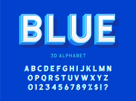 Stilvolles 3D mutiges blaues Alphabet vektor