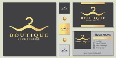 Luxus-Gold-Boutique-Logo-Premium-Vorlage mit elegantem Visitenkartenvektor eps 10 vektor