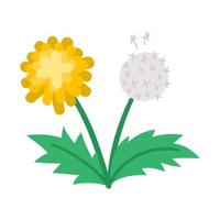Vektor-Löwenzahn-Symbol. erste blühende pflanzenillustration. florale ClipArt. niedliche flache Frühlingsblume isoliert auf weißem Hintergrund. vektor