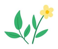 Vektor-Blume-Symbol. erste blühende pflanzenillustration. florale ClipArt. niedliche flache Feder abstraktes Grün isoliert auf weißem Hintergrund. vektor