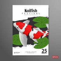 affisch design. koi fisk festival, med en färgglad fisk bakgrund. vektor