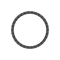 schwarz-weißer kreisförmiger Rahmen mit altgriechischem Ornamentmustervektor. vorlage zum drucken von karten, einladungen, büchern, für textilien, gravieren, holzmöbel, schmieden. Vektor-Illustration vektor