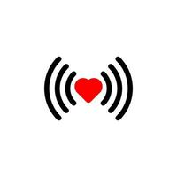 Herz WLAN. Vektor-Herz verbinden Symbol im flachen Stil. Herzsignal. rotes WLAN-Symbol im flachen Stil isoliert auf weißem Hintergrund. Liebe connection.wifi-Hotspot-Signal. Liebessignal.