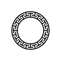 schwarz-weißer kreisförmiger Rahmen mit altgriechischem Ornamentmustervektor. vorlage zum drucken von karten, einladungen, büchern, für textilien, gravieren, holzmöbel, schmieden. Vektor-Illustration vektor