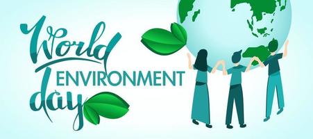 världs miljö dagen. banderoll på temat ekologi och omsorg om naturen. planeten jorden. vektor