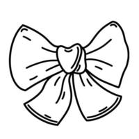 Bogen-Vektor-Symbol. hand gezeichnete illustration lokalisiert auf weißem hintergrund. festliches Band mit einem Knoten zum Verzieren eines Geschenks. krawattenskizze, monochromes gekritzel. Cliparts für Designkarten, Web, App vektor