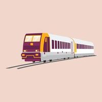 Schnellzug. sich schnell bewegender moderner Personenzug auf dem Bahnsteig. gewerblicher Transport. vektor