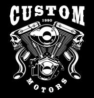 Monster-motor t-shirt design (på mörk bakgrund) vektor