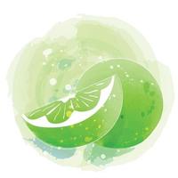 citron akvarell clipart illustration med grön bakgrund. vektor