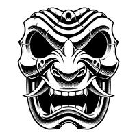 Samurai krigare mask (B &amp; W version) vektor