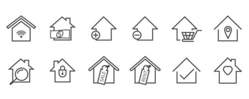 Satz von Home-Icon-Vektor-Illustrator. Haus lineares Liniensymbol. 640 x 640 Pixel. vektor