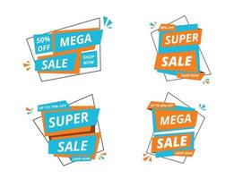 Sale-Banner-Set Mega-Super-Sale-Design-Vorlage vektor
