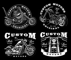 Set med 4 vintage biker illustrationer på mörk background_3 vektor