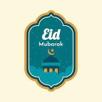 platt eid al-fitr mubarak hälsningsillustration för affisch, kort, gratulationskort, banderoll, inlägg på sociala medier vektor