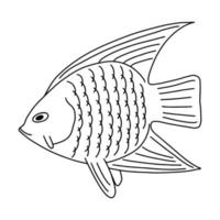 havets eller flodens fisk. målarbok för vuxna eller barn. svartvit bild. doodle målarbok. vektorillustration vektor