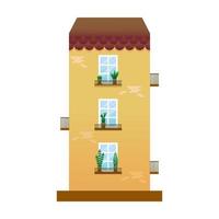 mehrstöckiges flachhaus illustration.stadthaus mit balkonen und innenblumen.vektorillustration