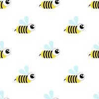 Wespe, Biene, Hummel nahtloses Muster auf weißem Hintergrund. Flache Illustration. Cartoon-Stil. Vektorillustration vektor