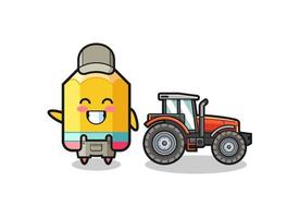 pennabondens maskot som står bredvid en traktor vektor