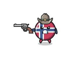 Der norwegische Flaggen-Cowboy schießt mit einer Waffe vektor