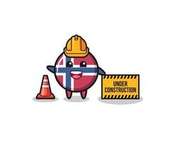 illustration der norwegen-flagge mit im bau befindlichem banner vektor