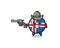 der isländische Flaggen-Cowboy, der mit einer Waffe schießt vektor