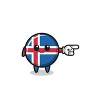 Island-Flaggenmaskottchen mit nach rechts zeigender Geste vektor