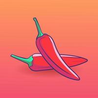 rote chili-cartoon-symbol-illustration. flacher Cartoon-Stil. Lebensmittel-Icon-Konzept isoliert. Symbol vektor